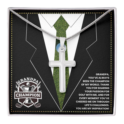 JGF Jewelry Gifts for Family Cross Necklace For Grandpa Birthday Gifts Golf Theme