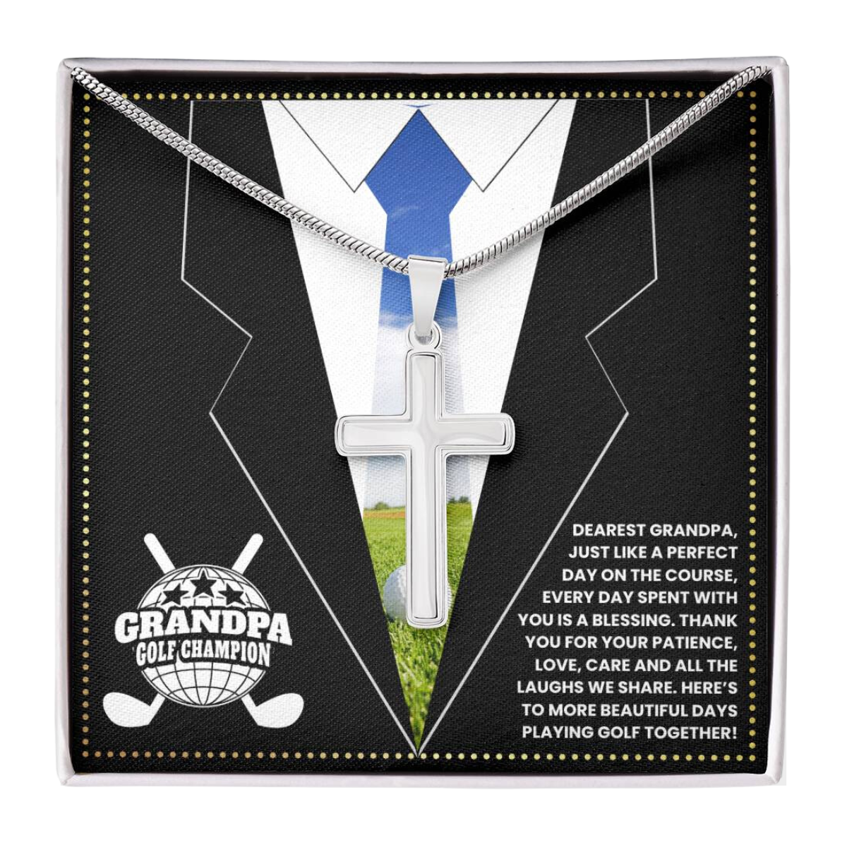 JGF Jewelry Gifts for Family Cross Necklace For Grandpa Golf Birthday Gifts