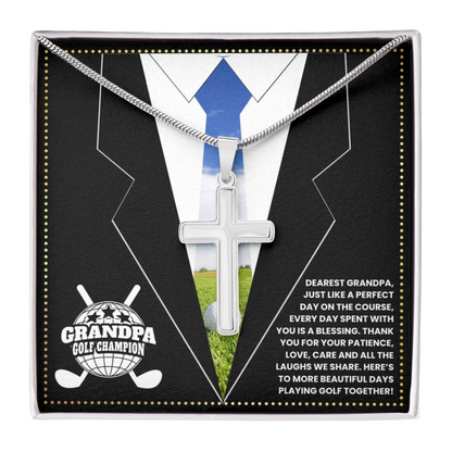 JGF Jewelry Gifts for Family Cross Necklace For Grandpa Golf Birthday Gifts