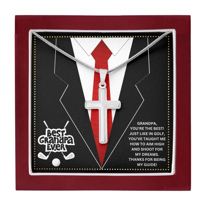 JGF Jewelry Gifts for Family Gifts For Golfer Grandpa Cross Necklace Golf Theme Poppy Gifts For Fathers Day