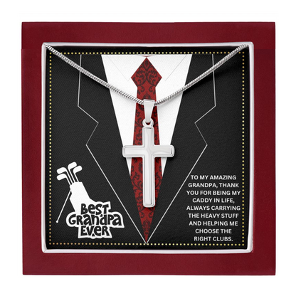 JGF Jewelry Gifts for Family Cross Necklace For Grandpa Golf Grandfather Gifts From Grandchildren