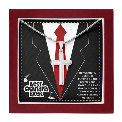 JGF Jewelry Gifts for Family Cross Necklace For Grandpa Grandfather Golf Gift From Grandchildren