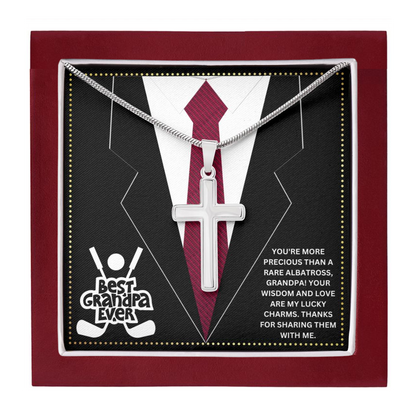 JGF Jewelry Gifts for Family Grandfather Gifts From Grandchildren Cross Necklace For Grandpa