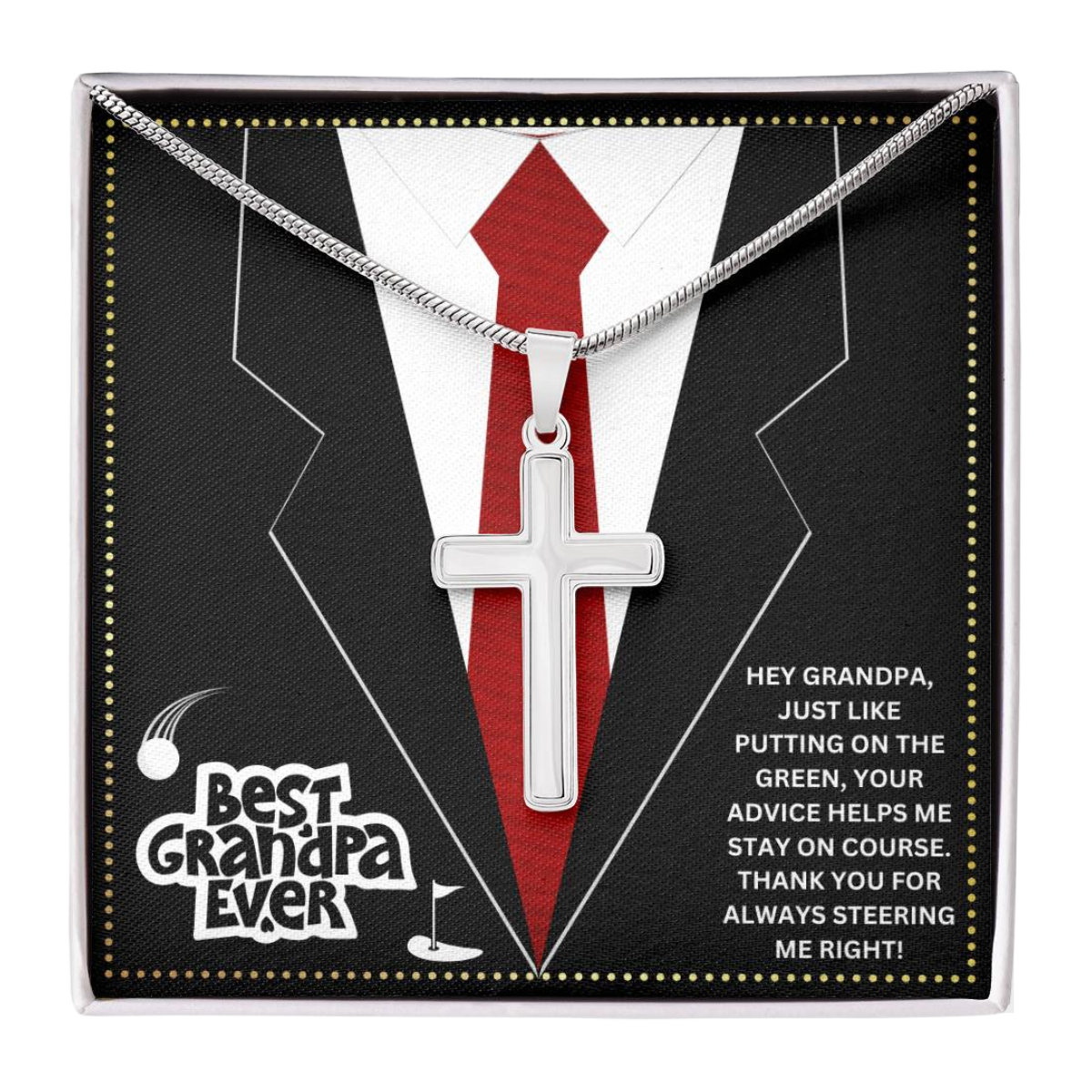 JGF Jewelry Gifts for Family Cross Necklace For Grandpa Grandfather Golf Gift From Grandchildren