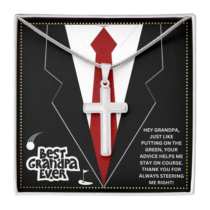 JGF Jewelry Gifts for Family Cross Necklace For Grandpa Grandfather Golf Gift From Grandchildren