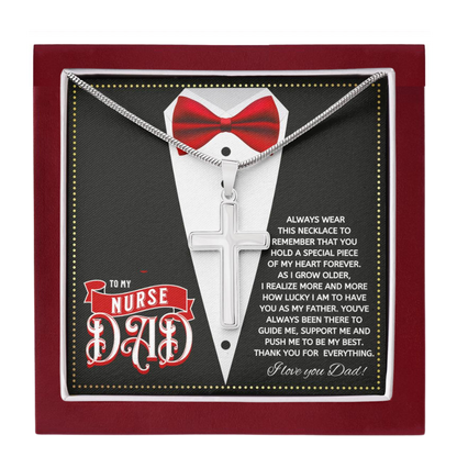 JGF Jewelry Gifts for Family Cross Necklace For Men Silver To My Nurse Practitioner Dad