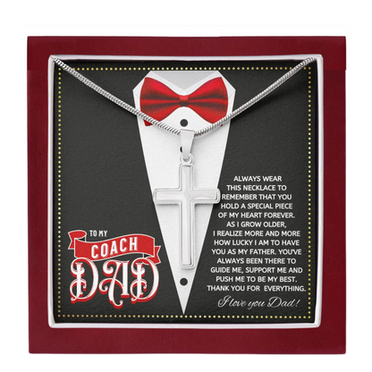 JGF Jewelry Gifts for Family Cross Necklace For Men Silver To My Baseball Softball Soccer Football Coach Dad