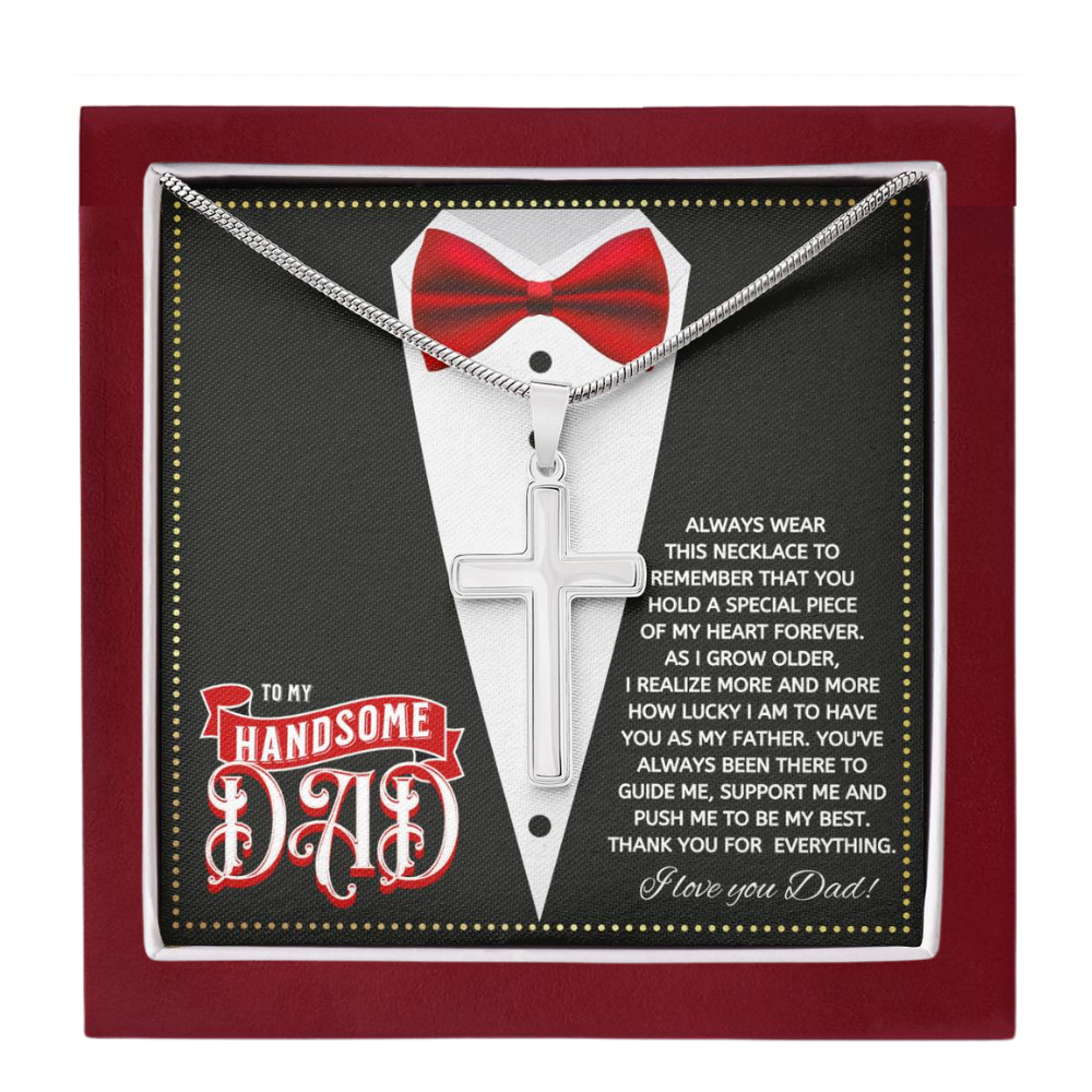 JGF Jewelry Gifts for Family Cross Necklace For Men Silver To My Cool Handsome Dad