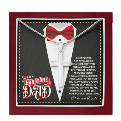 JGF Jewelry Gifts for Family Cross Necklace For Men Silver To My Cool Handsome Dad