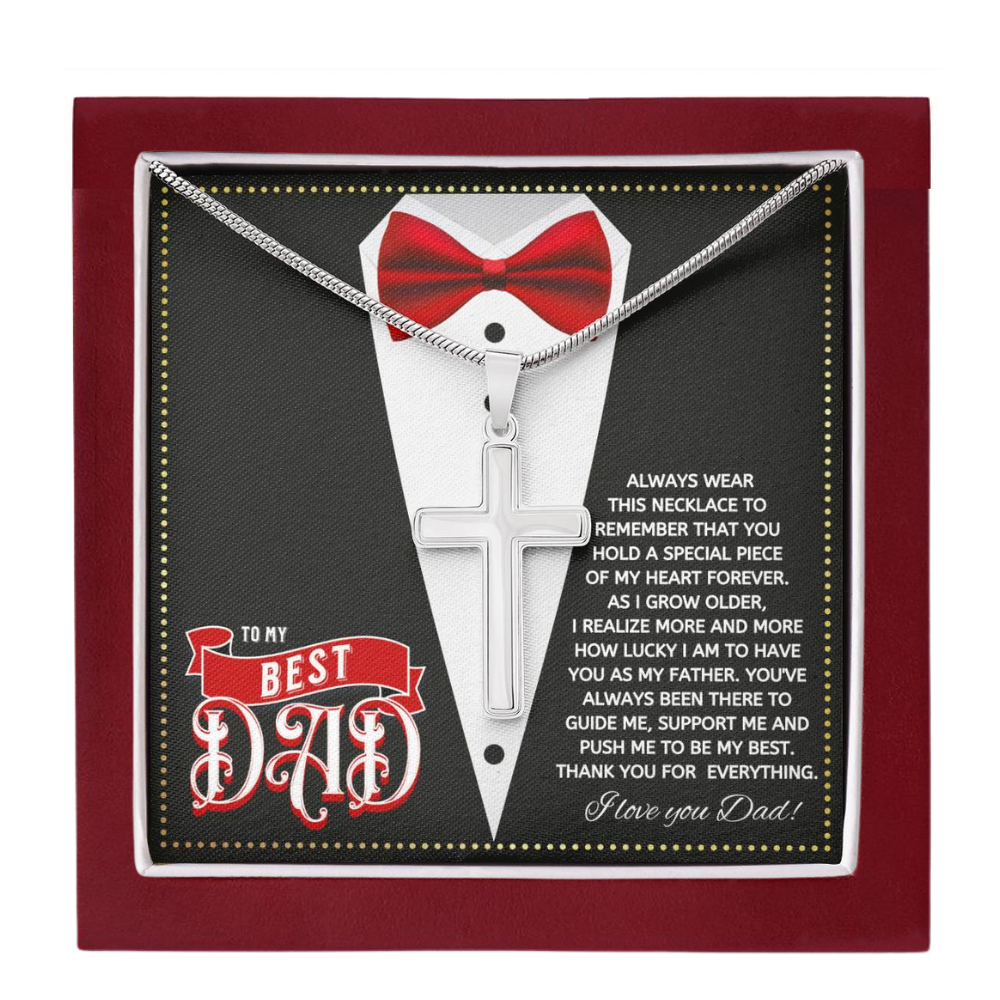 JGF Jewelry Gifts for Family Cross Necklace For Men Silver To My Good Dad