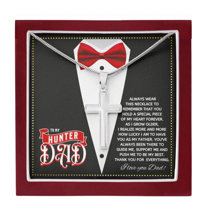 JGF Jewelry Gifts for Family Cross Necklace For Men Silver To My Bounty Hunter Hunting Dad