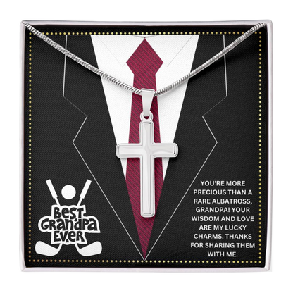 JGF Jewelry Gifts for Family Grandfather Gifts From Grandchildren Cross Necklace For Grandpa