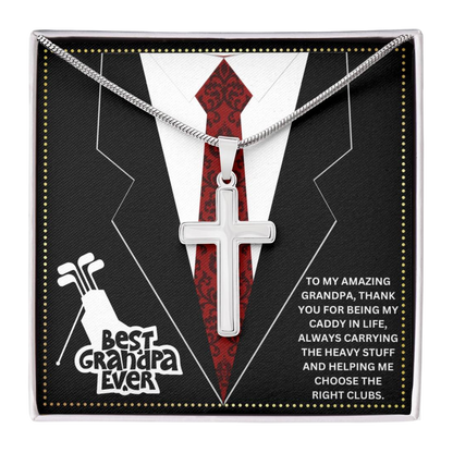 JGF Jewelry Gifts for Family Cross Necklace For Grandpa Golf Grandfather Gifts From Grandchildren