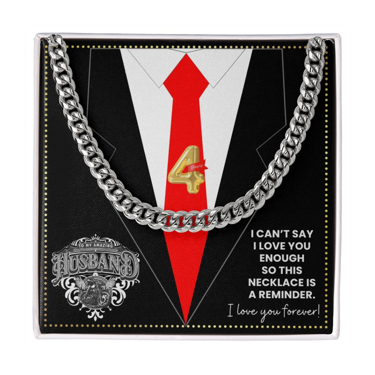 JGF Jewelry Gifts for Family 4th Fourth Anniversary For Husband Chain Necklace For Men