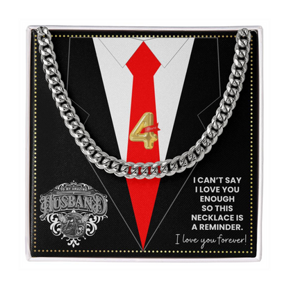 JGF Jewelry Gifts for Family 4th Fourth Anniversary For Husband Chain Necklace For Men