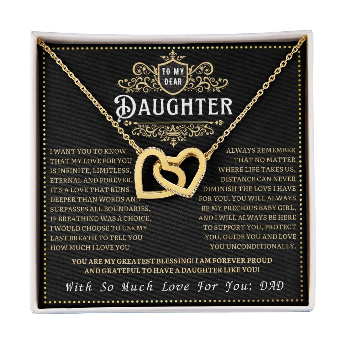 JGF Jewelry Gifts for Family Interlocking Hearts Necklace For Daughter From Dad
