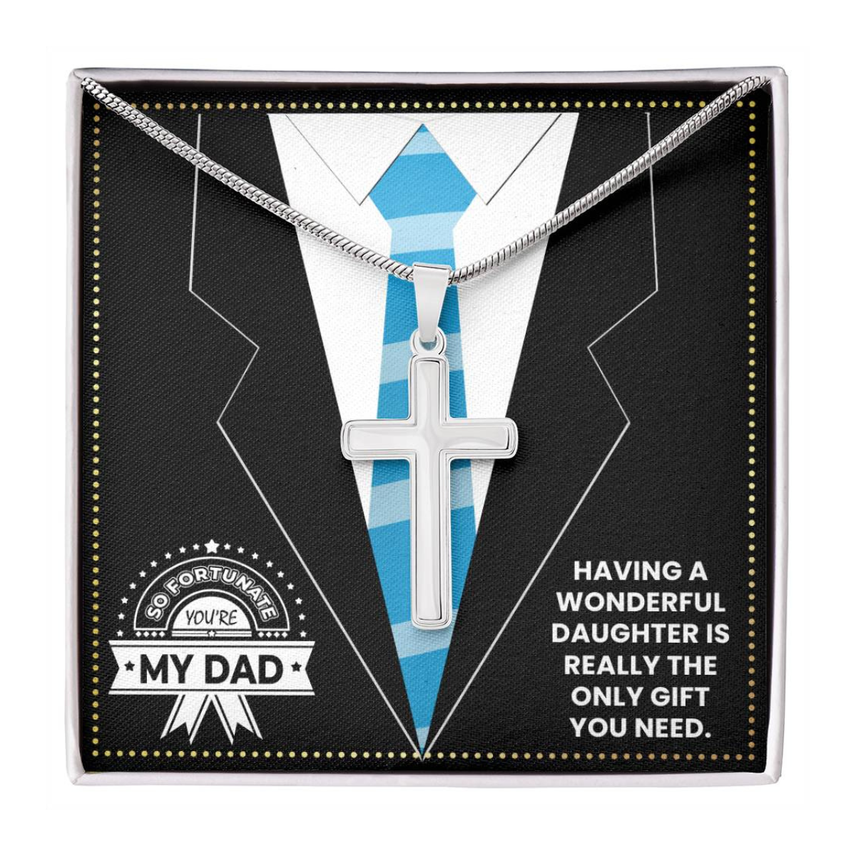 JGF Jewelry Gifts for Family Cross Necklace For Engineer Dad Gifts From Daughter