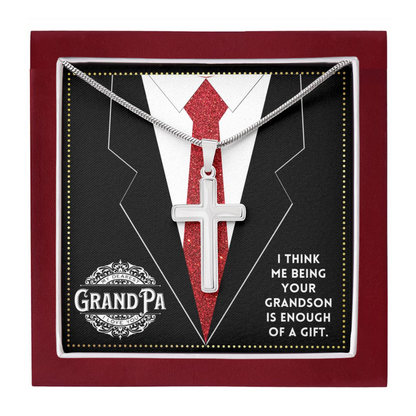 JGF Jewelry Gifts for Family grandpa Birthday Card From Child Grandson Cross Necklace For Men