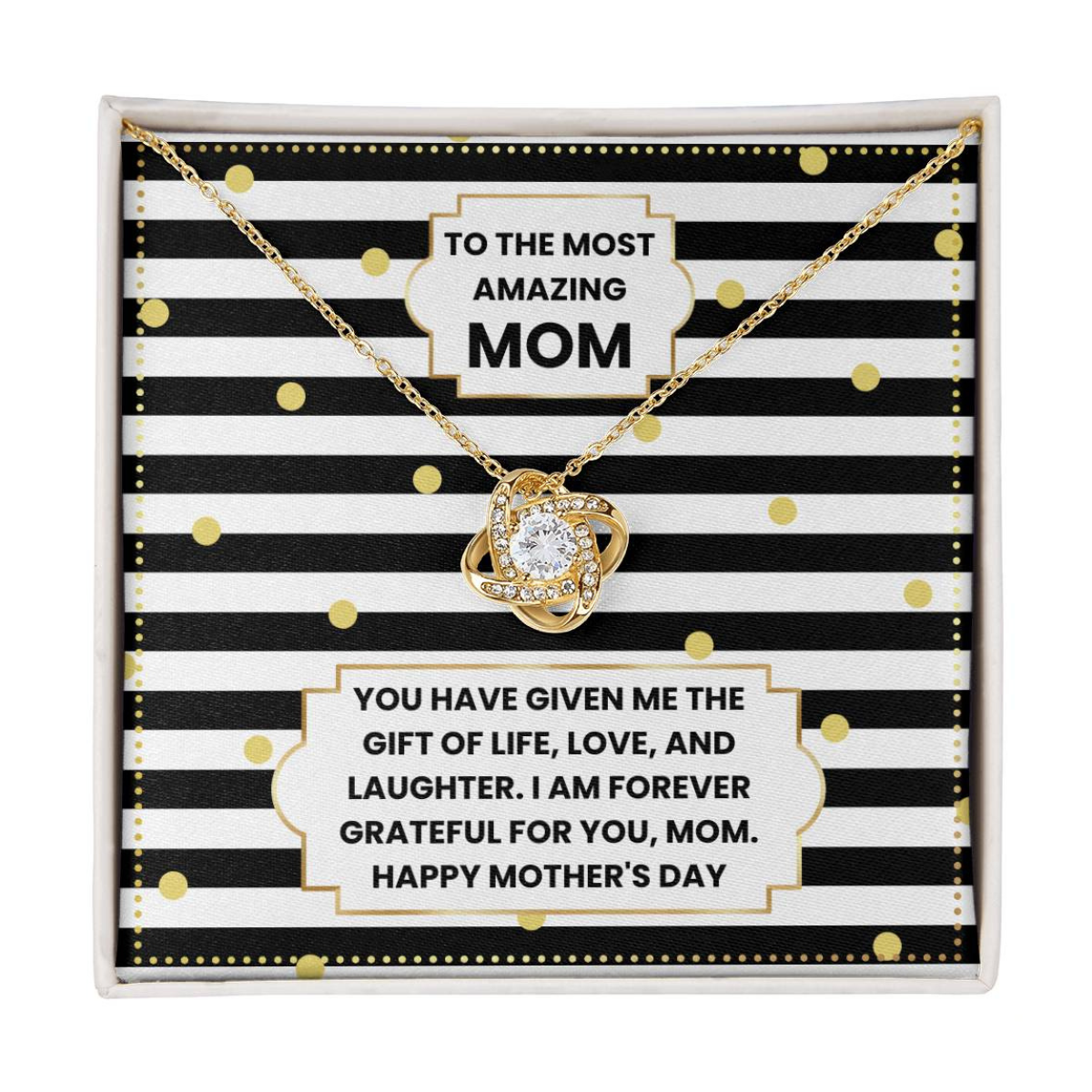 JGF Jewelry Gifts for Family Love Knot Necklace Mothers Day Gifts From Son And Daughter In Law