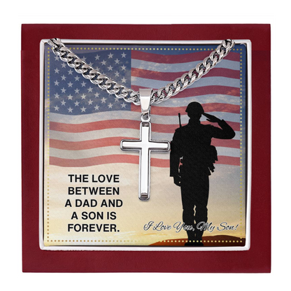 JGF Jewelry Gifts for Family US Military Army Soldier Cross Necklace For Son From Dad