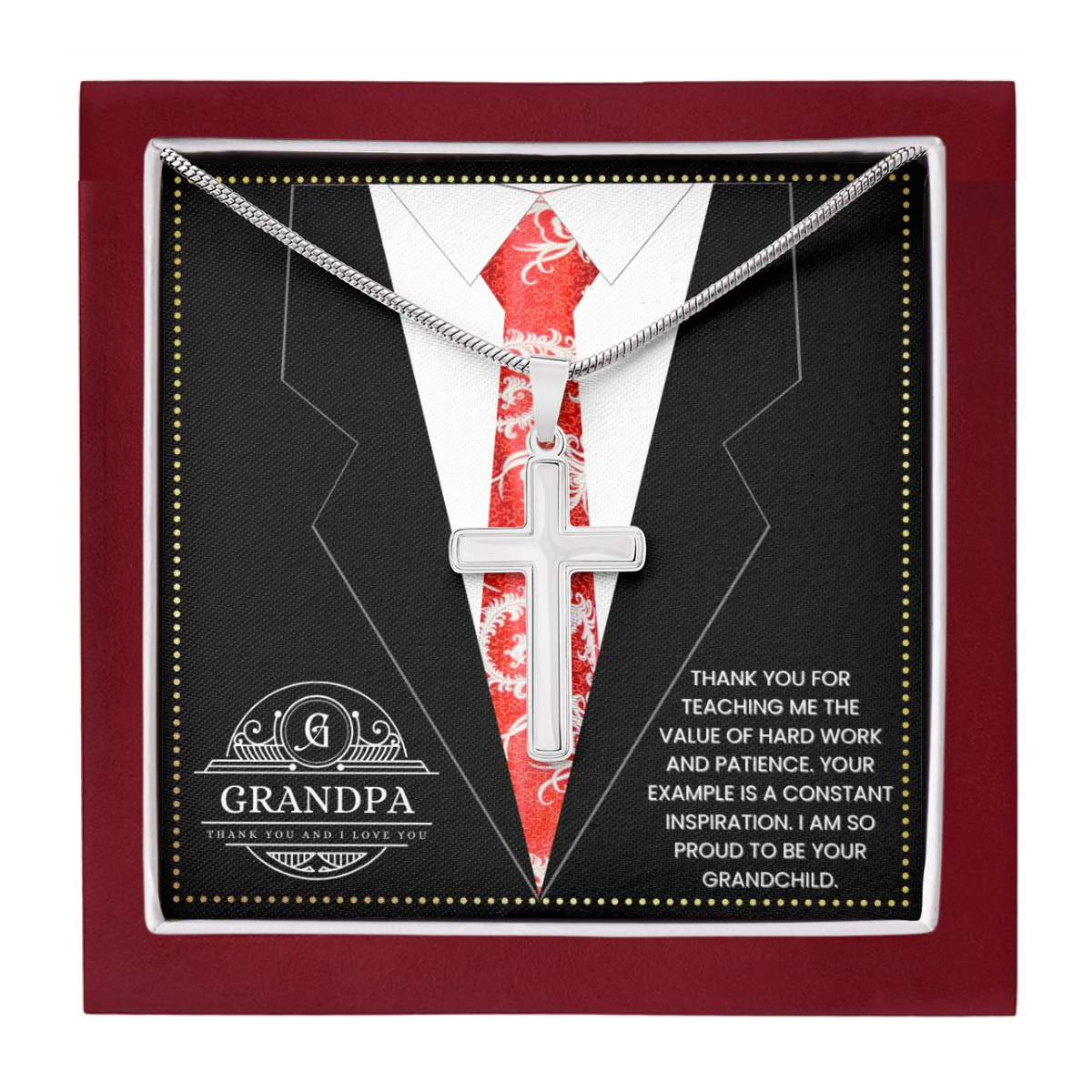 JGF Jewelry Gifts for Family Gift Portuguese Grandpa Cross Necklace For Men Silver