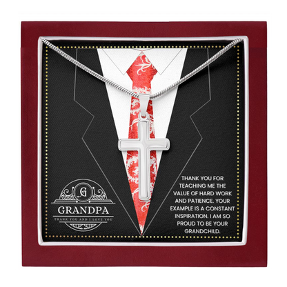 JGF Jewelry Gifts for Family Gift Portuguese Grandpa Cross Necklace For Men Silver