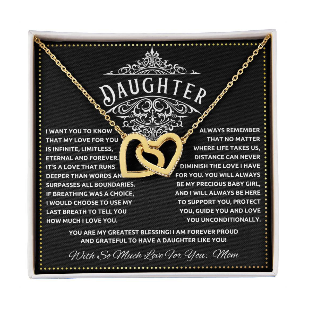 JGF Jewelry Gifts for Family To My Daughter Necklace From Mom Double Hearts