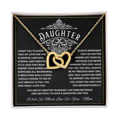 JGF Jewelry Gifts for Family To My Daughter Necklace From Mom Double Hearts