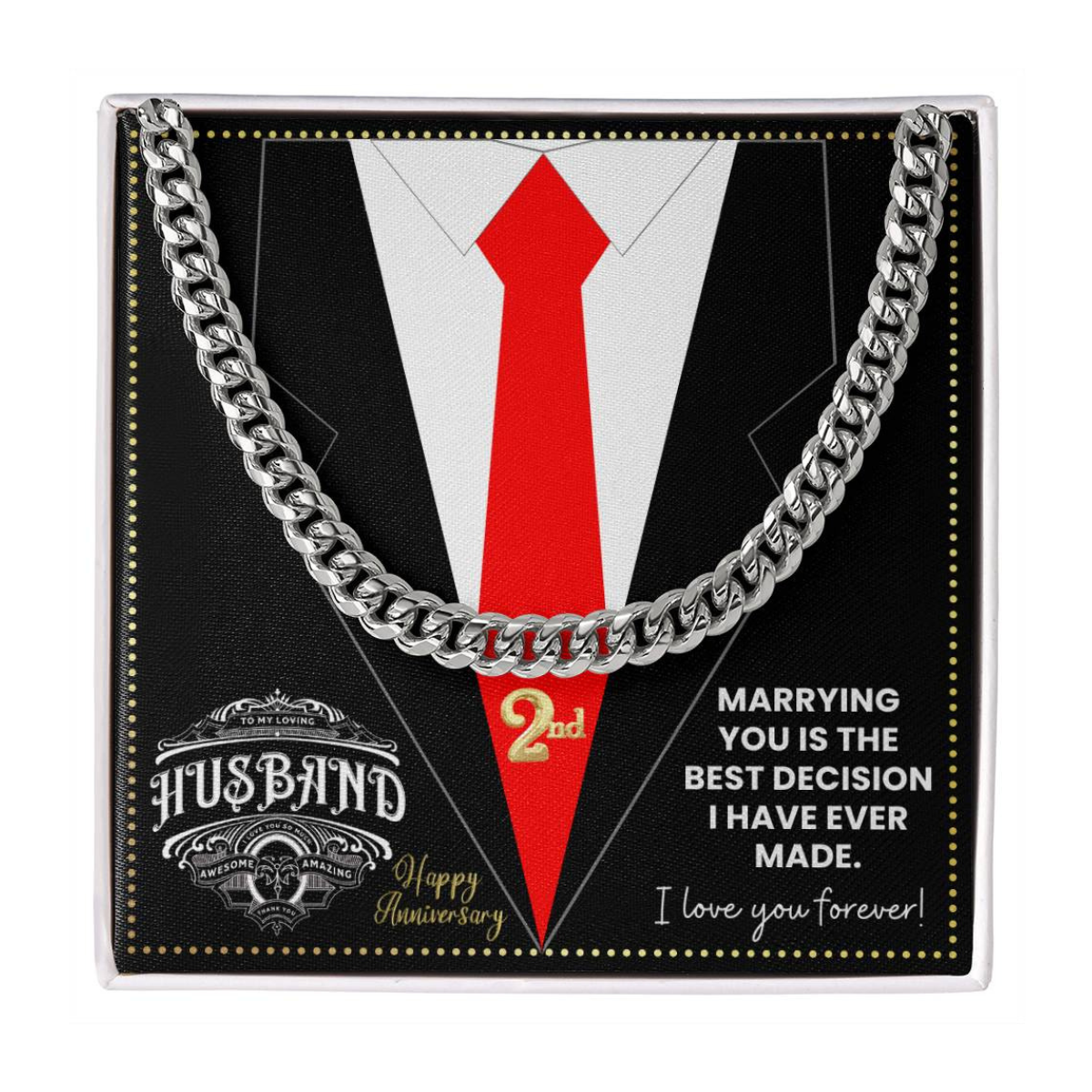 JGF Jewelry Gifts for Family 2nd Anniversary For Husband Chain Necklace For Men