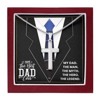 JGF Jewelry Gifts for Family Silver Cross Necklace For Dad From Son And Daughter