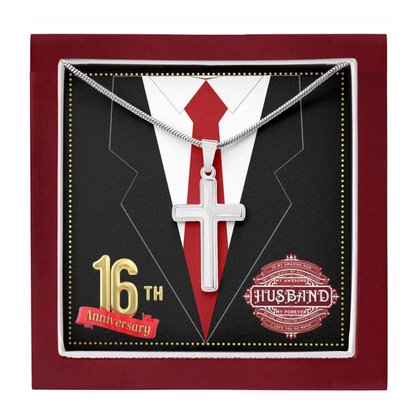 JGF Jewelry Gifts for Family 16th Wedding Anniversary For Him Husband Cross Necklace for Men