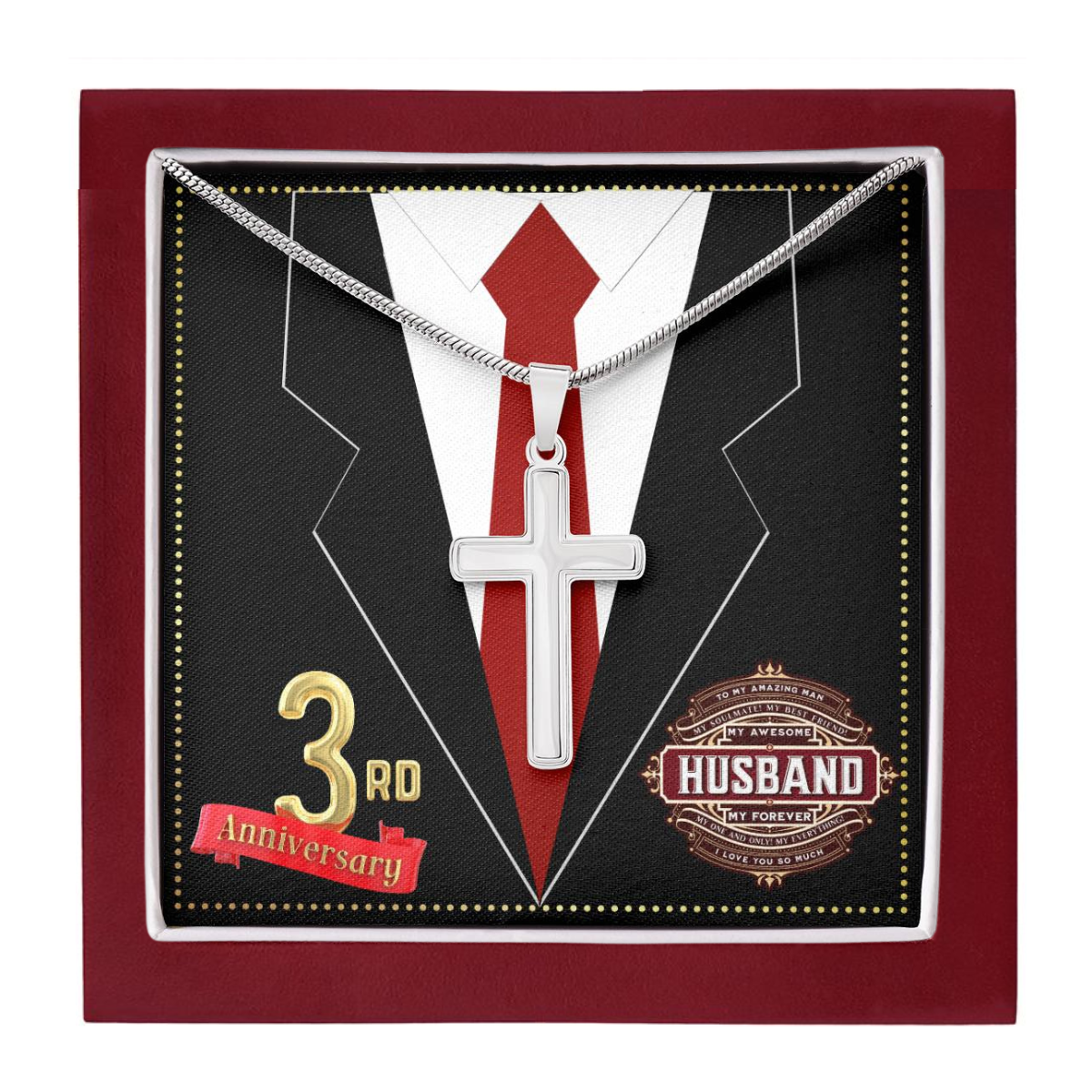 JGF Jewelry Gifts for Family 3rd Wedding Anniversary For Him Husband Men