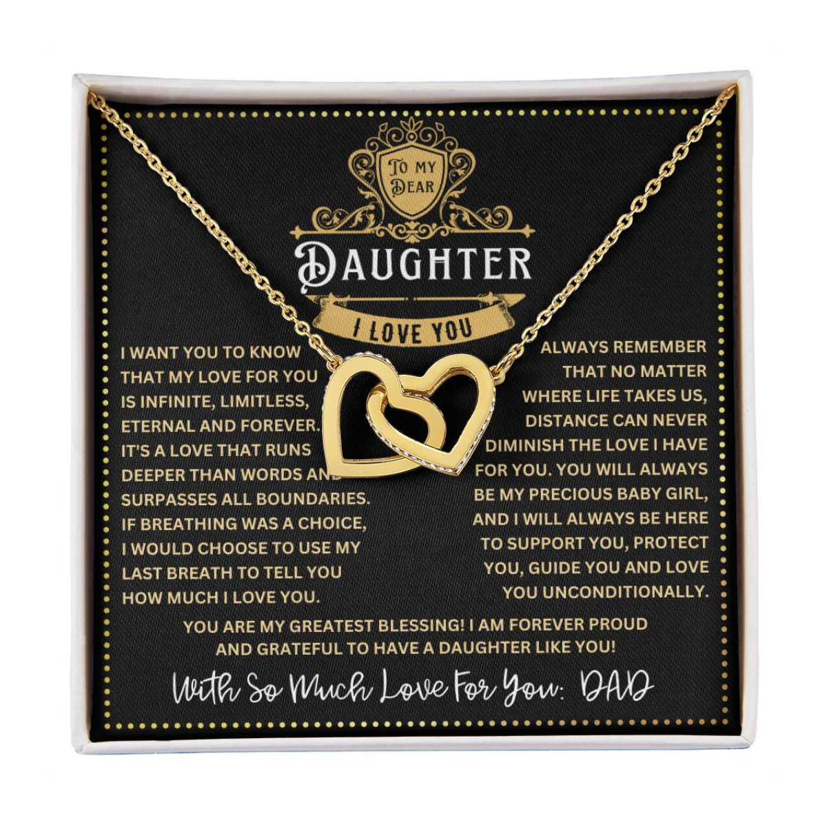 JGF Jewelry Gifts for Family My Daughter Is A Doctor Interlocking Hearts Necklace From Dad