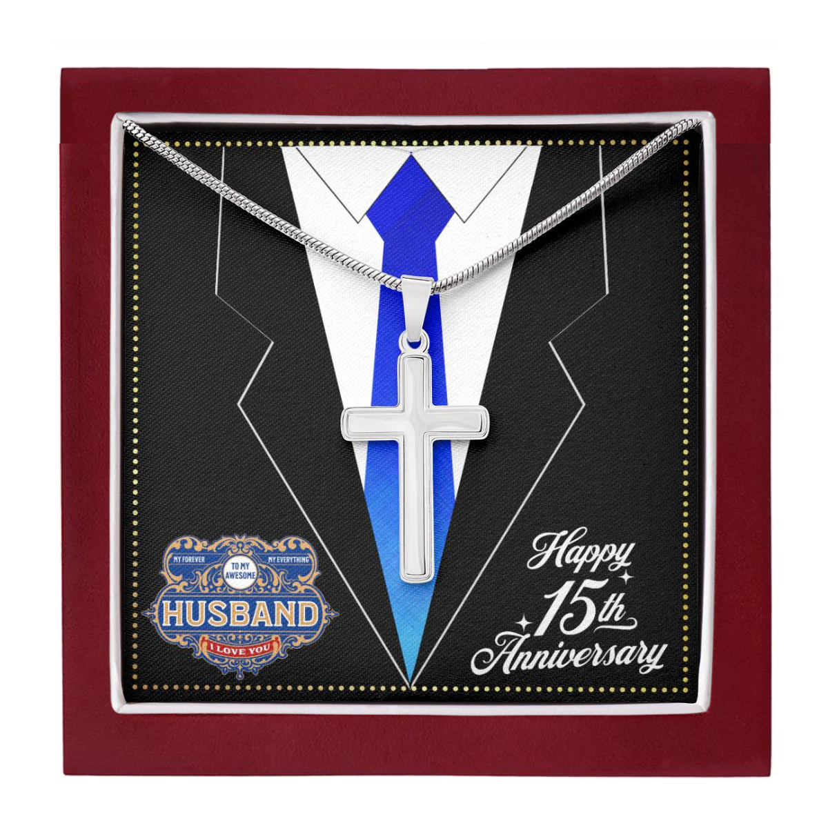 JGF Jewelry Gifts for Family 15 Year 15th Wedding Anniversary For Him Husband
