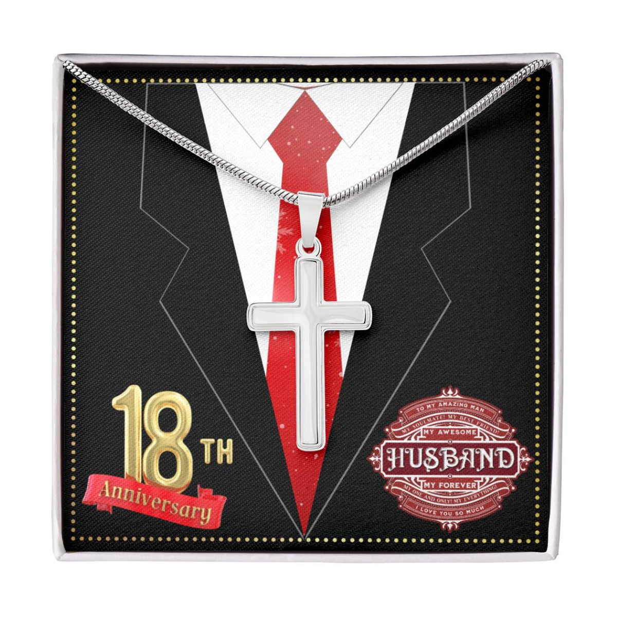 JGF Jewelry Gifts for Family 18th Wedding Anniversary For Him Husband Cross Necklace for Men