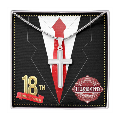 JGF Jewelry Gifts for Family 18th Wedding Anniversary For Him Husband Cross Necklace for Men