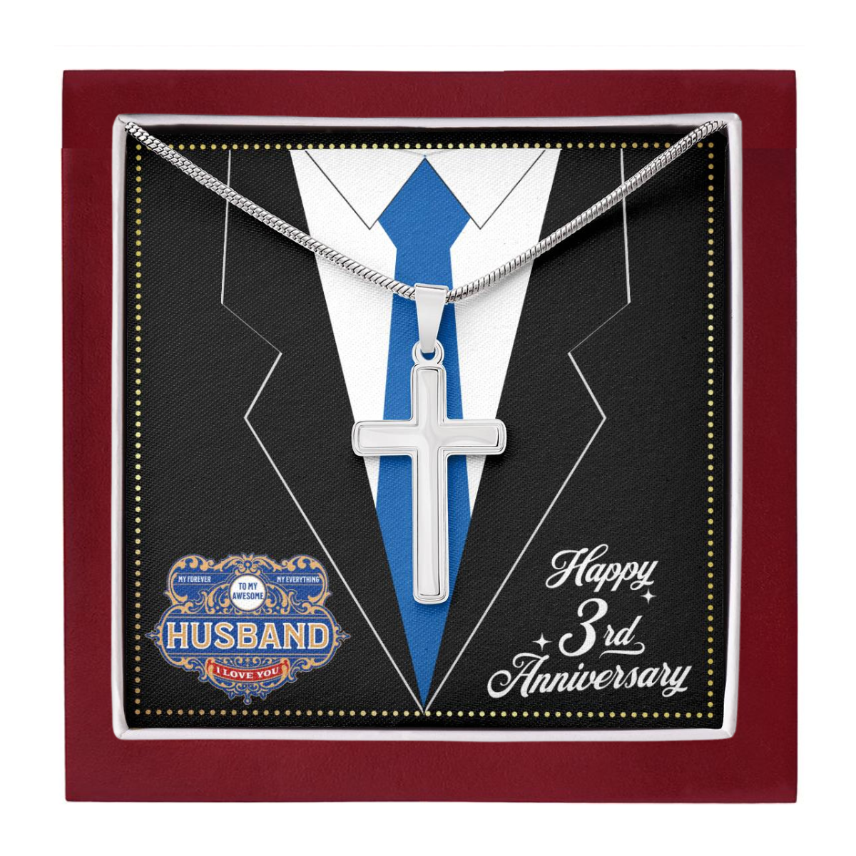JGF Jewelry Gifts for Family 3 Year 3rd Wedding Anniversary For Him Husband