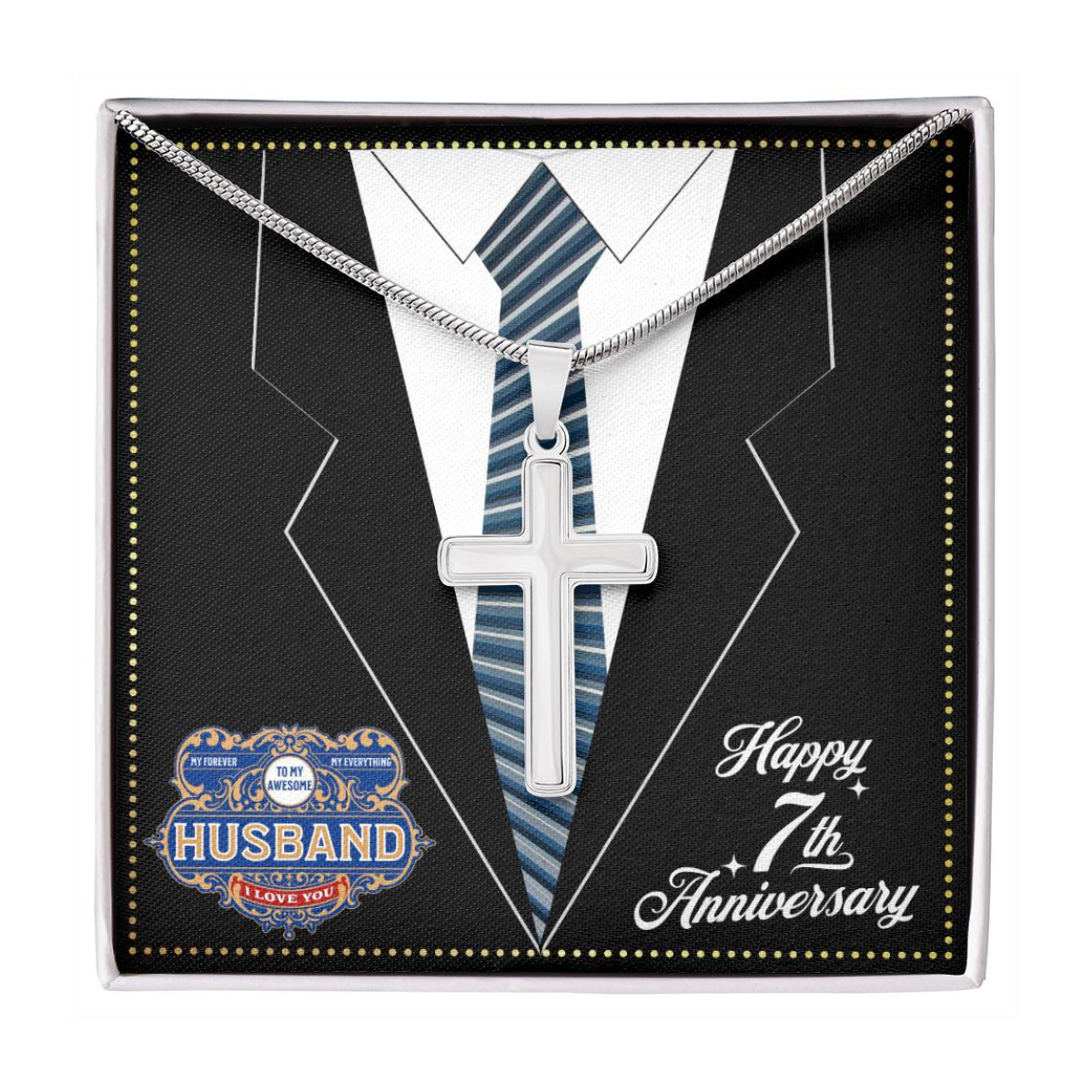 JGF Jewelry Gifts for Family 7 Year 7th Wedding Anniversary For Him Husband