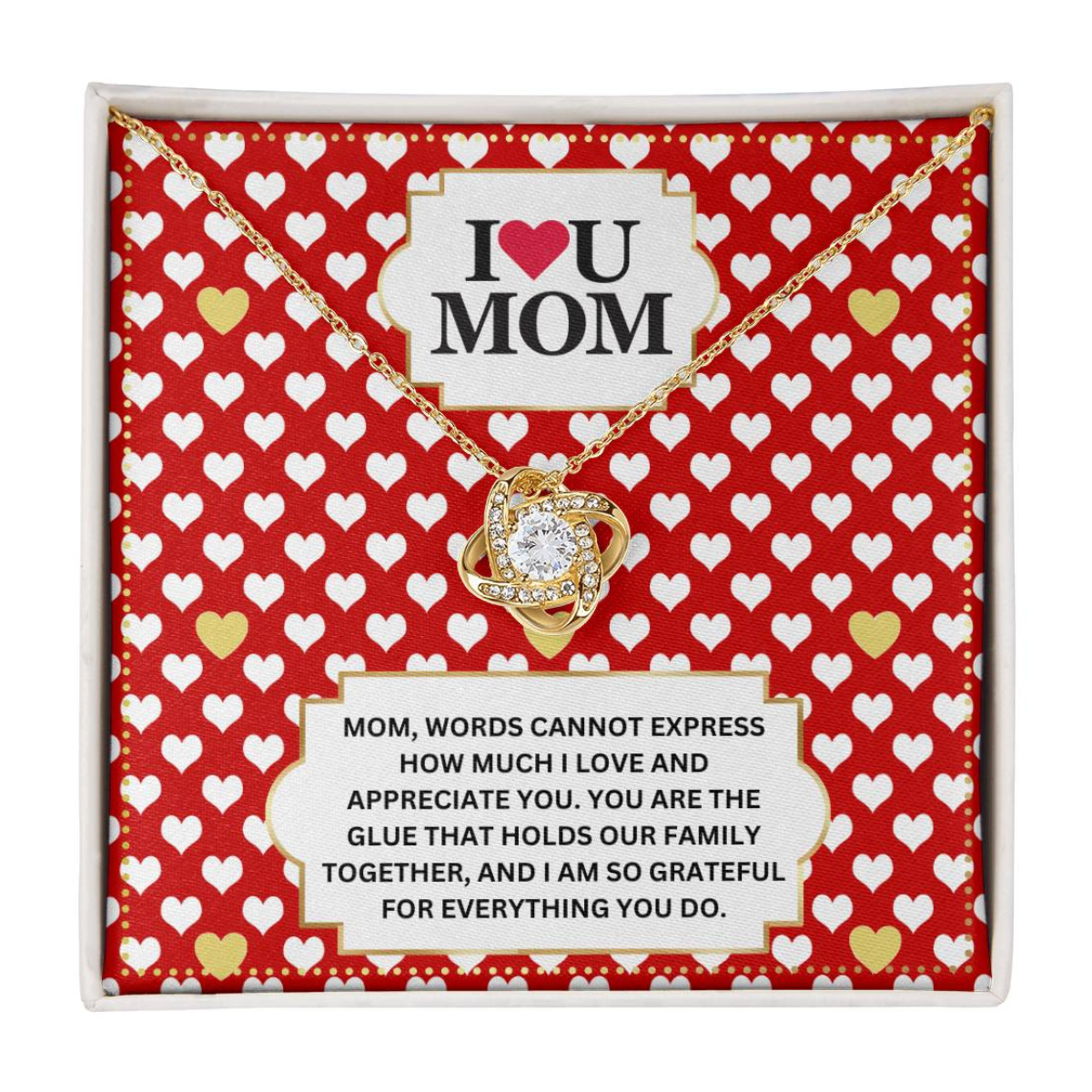 JGF Jewelry Gifts for Family I Love You Mom Message Card Necklace For Mommy