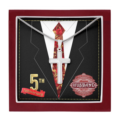 JGF Jewelry Gifts for Family 5th Wedding Anniversary For Him Husband Cross Necklace for Men