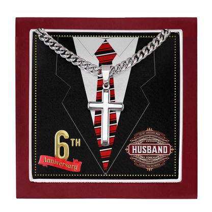 JGF Jewelry Gifts for Family 6 Year 6th Wedding Anniversary for Him Husband Cross Necklace for Men