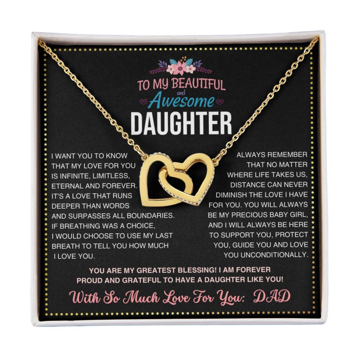 JGF Jewelry Gifts for Family Interlocking Hearts Necklace For Daughter 30th Birthday Gifts From Dad