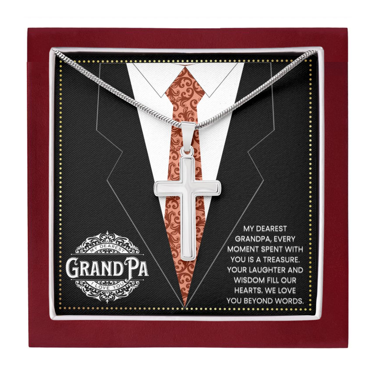 JGF Jewelry Gifts for Family Cross Necklace For Grandparent Men Gifts For grandpa Who Has Everything