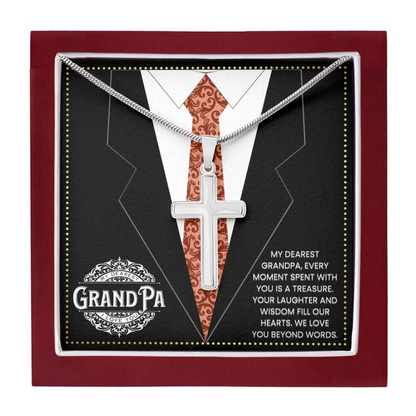 JGF Jewelry Gifts for Family Cross Necklace For Grandparent Men Gifts For grandpa Who Has Everything