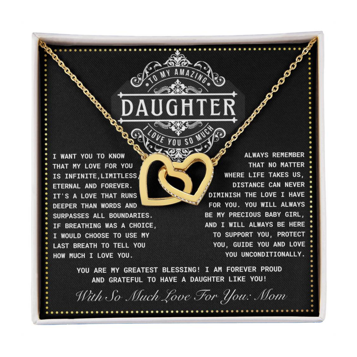 JGF Jewelry Gifts for Family 2 Hearts Connected Necklace First Time Mom Gifts For My Daughter