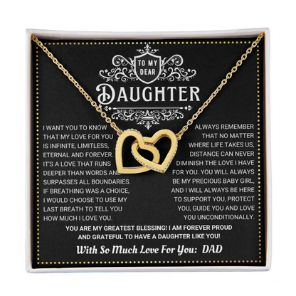 JGF Jewelry Gifts for Family 2 Hearts Connected Necklace 18th Birthday Card Daughter From Dad