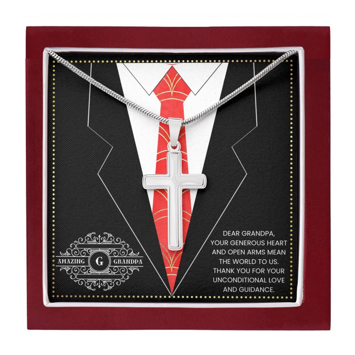 JGF Jewelry Gifts for Family Silver Cross Necklace For Grandpa Gifts For Men