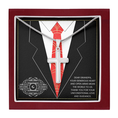 JGF Jewelry Gifts for Family Silver Cross Necklace For Grandpa Gifts For Men