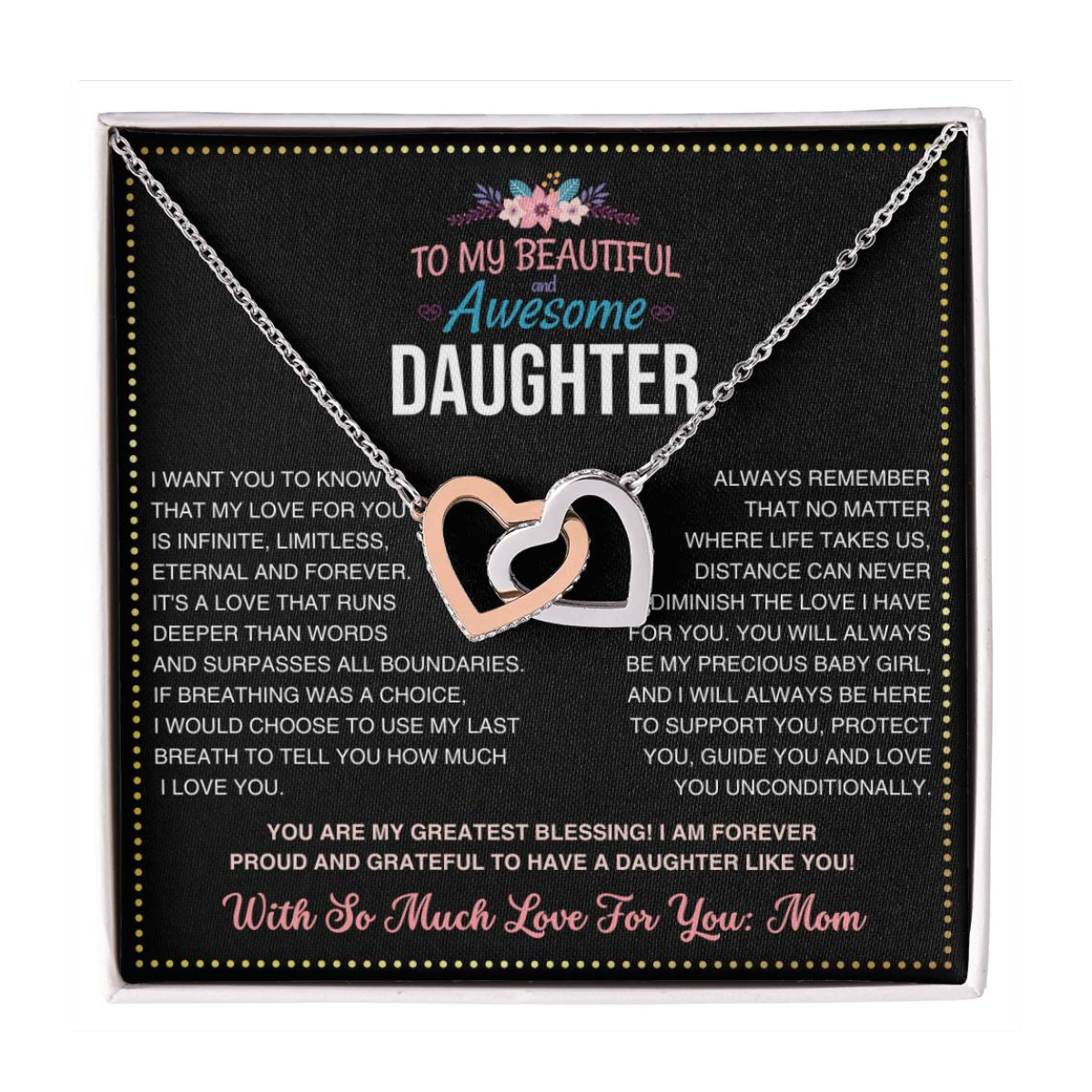 JGF Jewelry Gifts for Family Daughter Necklace From Mom Double Heart Necklaces For Women