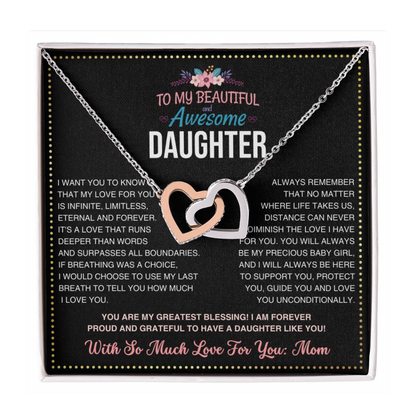 JGF Jewelry Gifts for Family Daughter Necklace From Mom Double Heart Necklaces For Women